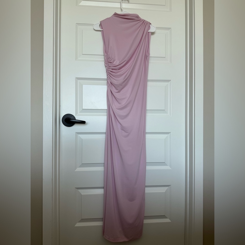 Zara Light Pink Ruched Tulle Maxi Dress